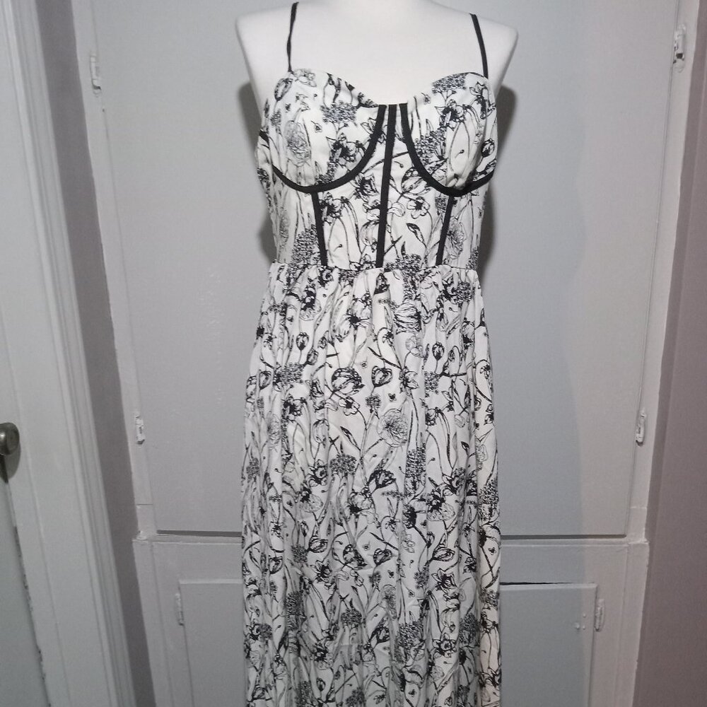 Black and White Floral Formal Dress